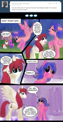 Size: 662x1276 | Tagged: safe, artist:prismaya, character:ember (g1), character:firefly, oc, oc:fausticorn, g1, ask, comic, firefly says, tumblr