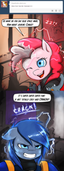 Size: 1280x3405 | Tagged: safe, artist:mod-of-chaos, character:pinkie pie, oc, oc:naked steel, armor, ask-thewarpony, chaos space marine, comic, crossover, powered exoskeleton, this will end in tears and/or death, tumblr, ultramarine, warhammer (game), warhammer 40k