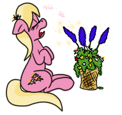 Size: 4788x4474 | Tagged: safe, artist:rainysunshine, character:lily, character:lily valley, absurd resolution, allergies, background pony, cute, flower, pollen, pre sneeze, simple background, sneezing, transparent background
