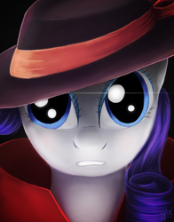Size: 1594x2038 | Tagged: safe, artist:jphyperx, character:rarity, clothing, detective, female, hat, solo