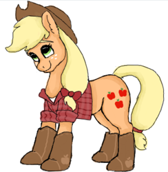 Size: 922x944 | Tagged: safe, artist:graffiti, character:applejack, boots, clothing, female, solo