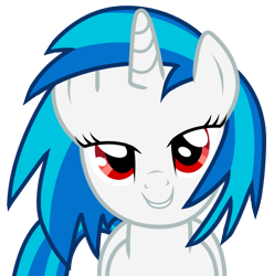 Size: 858x864 | Tagged: dead source, safe, artist:eruvon, character:dj pon-3, character:vinyl scratch, species:pony, species:unicorn, bedroom eyes, female, horn, love face, mare, simple background, smiling, solo, teeth, transparent background, vector