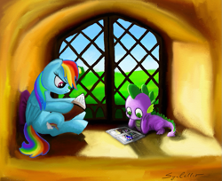 Size: 877x716 | Tagged: safe, artist:syncallio, character:rainbow dash, character:spike