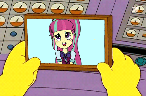 Size: 500x330 | Tagged: safe, artist:artattax, character:sour sweet, equestria girls:friendship games, g4, my little pony: equestria girls, my little pony:equestria girls, angry, animated, blushing, female, frown, glare, gritted teeth, hologram, open mouth, smiling, sour rage, sourdere, the simpsons, tsundere, wide eyes