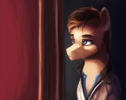 Size: 1171x931 | Tagged: safe, artist:annielith, species:pony, drive, looking away, ponified, ryan gosling, solo