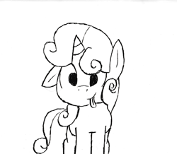Size: 1125x983 | Tagged: safe, artist:digitalpheonix, character:sweetie belle, female, monochrome, sketch, solo, tongue out