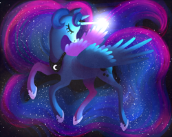Size: 1250x1000 | Tagged: safe, artist:bugiling, character:princess luna, eyes closed, female, magic, solo