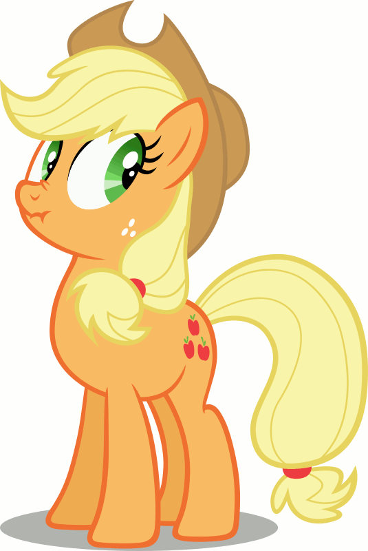 Size: 535x800 | Tagged: safe, artist:cencerberon, character:applejack, animated, female, liar face, liarjack, scrunchy face, shifty eyes, show accurate, simple background, solo