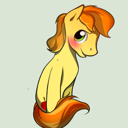 Size: 578x579 | Tagged: safe, artist:twilight7070, character:braeburn, blushing, hatless, male, missing accessory, solo