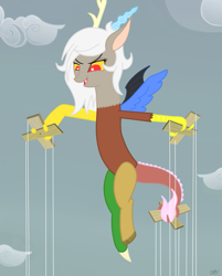 Size: 801x997 | Tagged: safe, artist:staticwave12, character:discord, oc:eris, episode:the return of harmony, g4, my little pony: friendship is magic, female, male, rule 63, scene interpretation, solo, straight