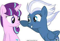 Size: 8769x5942 | Tagged: safe, artist:adog0718, character:night glider, character:starlight glimmer, species:pegasus, species:pony, species:unicorn, absurd resolution, boop, cute, female, frown, glideabetes, glimmerbetes, grin, mare, nose wrinkle, raised hoof, simple background, smiling, squee, transparent background, vector