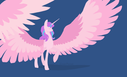 Size: 1732x1063 | Tagged: safe, artist:graypaint, character:princess flurry heart, spoiler:s06, big wings, eyes closed, female, impossibly large wings, older, raised hoof, simple background, solo, spread wings, wings
