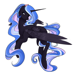 Size: 1000x1000 | Tagged: safe, artist:chocolateponi, oc, oc only, oc:nightmare mist, species:alicorn, species:pony, g4, alicorn oc, colored eyebrows, cute, eyebrows, female, mare, ocbetes, solo, wings