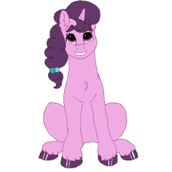 Size: 1200x1200 | Tagged: safe, artist:graffiti, character:sugar belle, colored hooves, female, pixel art, simple background, sitting, smiling, solo, transparent background