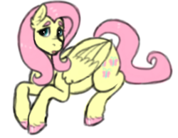Size: 2366x1832 | Tagged: safe, artist:graffiti, character:fluttershy, species:pegasus, species:pony, colored hooves, ear fluff, eye shimmer, female, prone, solo