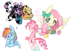 Size: 1893x1367 | Tagged: safe, artist:ikirunosindo, character:applejack, character:fluttershy, character:pinkie pie, character:rainbow dash, character:rarity, character:twilight sparkle, looking at you, mane six