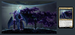 Size: 1833x850 | Tagged: safe, artist:doomsp0rk, character:princess luna, species:alicorn, species:pony, card, ethereal mane, female, galaxy mane, god, goddess, magic the gathering, mare, moon, solo