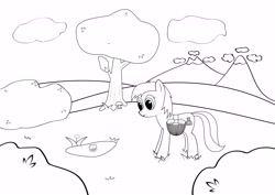 Size: 7016x4961 | Tagged: safe, artist:e-49, absurd resolution, black and white, coloring, food, grayscale, muffin, random pony, simple background, vector, white background