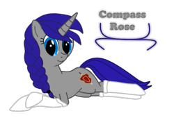 Size: 800x543 | Tagged: safe, artist:prism note, oc, oc only, oc:compass rose, species:pony, species:unicorn, clothing, ponytail, socks