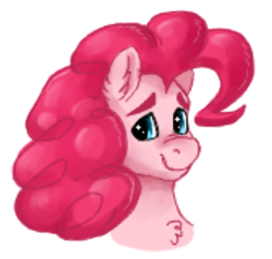 Size: 1776x1692 | Tagged: safe, artist:graffiti, character:pinkie pie, bust, female, flockmod, portrait, simple background, solo