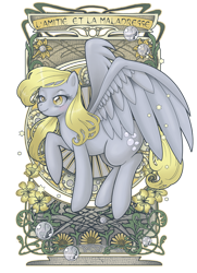 Size: 508x700 | Tagged: safe, artist:hezaa, character:derpy hooves, species:pegasus, species:pony, female, mare, modern art, nouveau, solo