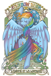 Size: 534x800 | Tagged: dead source, safe, artist:hezaa, character:rainbow dash, species:pegasus, species:pony, female, french, lidded eyes, looking at you, mare, modern art, nouveau, solo