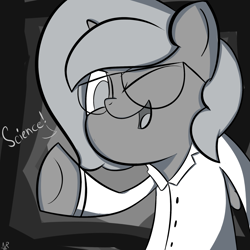Size: 2000x2000 | Tagged: safe, artist:narmet, character:princess luna, moonstuck, female, filly, grayscale, monochrome, science woona, solo, woona