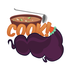 Size: 3120x3078 | Tagged: safe, artist:e-49, character:saffron masala, cook, simple background, sticker, tail, transparent background, vector, word