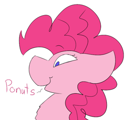 Size: 600x570 | Tagged: safe, artist:aquestionableponyblog, character:pinkie pie, bust, dialogue, female, floppy ears, ponut, portrait, simple background, smiling, solo, white background