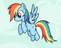 Size: 1295x1012 | Tagged: safe, artist:maishida, character:rainbow dash, species:pegasus, species:pony, g4, female, flying, mare, solo