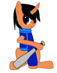 Size: 627x800 | Tagged: safe, artist:prism note, oc, oc only, oc:prism note, species:pony, species:unicorn, baseball bat, sleeveless sweater, solo