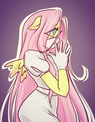 Size: 1092x1405 | Tagged: safe, artist:kyotoxart, character:fluttershy, species:anthro, clothing, female, floppy ears, flutternurse, gloves, latex, latex gloves, nurse outfit, rubber gloves, solo, surgical mask