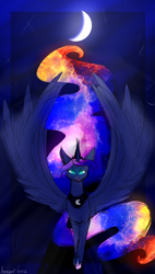Size: 1700x3000 | Tagged: safe, artist:hazepages, character:princess luna, female, galaxy mane, solo