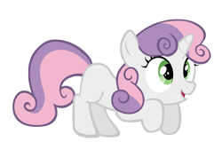 Size: 4000x2696 | Tagged: safe, artist:m99moron, character:sweetie belle, species:pony, species:unicorn, crouching, cute, diasweetes, excited, female, filly, pounce, simple background, solo, transparent background, vector