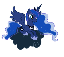 Size: 1878x1673 | Tagged: safe, artist:maishida, character:princess luna, species:alicorn, species:pony, episode:luna eclipsed, g4, my little pony: friendship is magic, cloud, cutie mark, female, hooves, horn, jewelry, mare, on a cloud, prone, regalia, simple background, sitting on a cloud, solo, spread wings, tiara, transparent background, vector, wings