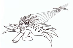 Size: 700x461 | Tagged: safe, artist:stellarina, character:rainbow dash, fanfic:on a cross and arrow, lineart, rainbow blitz, rule 63