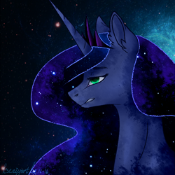 Size: 700x700 | Tagged: safe, artist:hazepages, character:princess luna, female, frown, solo, stars