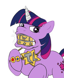 Size: 677x827 | Tagged: safe, artist:c0nker, character:twilight sparkle, bling, colored, female, gangster, solo, thug