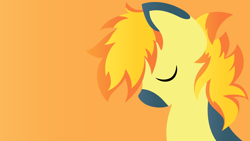Size: 3840x2160 | Tagged: safe, artist:rish--loo, oc, oc only, oc:yaktan, species:earth pony, species:pony, bust, eyes closed, male, orange background, portrait, simple background, solo, stallion, wallpaper