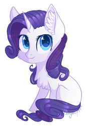 Size: 668x978 | Tagged: safe, artist:hazepages, character:rarity, species:pony, chest fluff, chibi, ear fluff, female, simple background, sitting, solo, transparent background