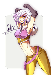 Size: 1365x2000 | Tagged: dead source, safe, artist:tomoe-chi, character:gilda, armpits, bad anatomy, belly button, breasts, busty gilda, clothing, evening gloves, female, humanized, midriff, solo