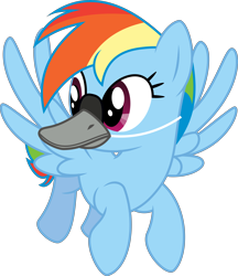 Size: 6400x7417 | Tagged: safe, artist:soren-the-owl, character:rainbow dash, episode:tanks for the memories, g4, my little pony: friendship is magic, .svg available, absurd resolution, disguise, duck bill, female, flying, literal duck face, rainbow goose, simple background, solo, transparent background, vector