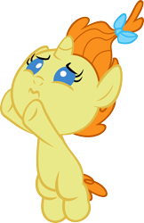 Size: 574x886 | Tagged: safe, artist:fineprint-mlp, character:pumpkin cake, species:pony, baby, baby pony, female, foal, pumpkinbetes, sad, simple background, solo, svg, transparent background, upsies, vector