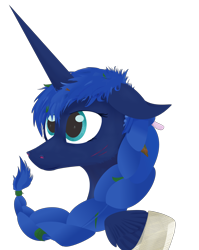 Size: 3668x4619 | Tagged: safe, artist:pony-from-everfree, character:princess luna, species:pony, absurd resolution, braid, bust, digital art, female, lineless, messy mane, simple background, solo, transparent background, wild