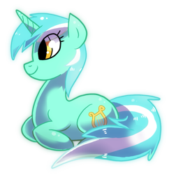 Size: 919x951 | Tagged: dead source, safe, artist:shufflestripes, character:lyra heartstrings, female, prone, simple background, smiling, solo, transparent background