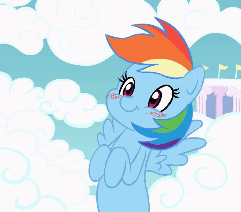 Size: 820x720 | Tagged: safe, artist:artattax, character:rainbow dash, species:pegasus, species:pony, animated, blushing, cute, dashabetes, female, gif, hooves to the chest, smiling, solo, weapons-grade cute, wiggle
