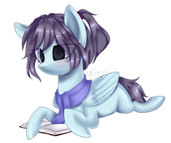 Size: 3490x2922 | Tagged: safe, artist:midnightdream123, oc, oc only, oc:dream, species:pegasus, species:pony, blushing, book, female, high res, mare, prone, simple background, solo, transparent background