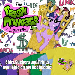 Size: 3000x3000 | Tagged: safe, artist:fundz64, character:twilight sparkle, species:pony, species:unicorn, clothing, crown, female, fresh princess of friendship, glasses, jewelry, meme, pendant, redbubble, regalia, scepter, shirt, solo, t-shirt, the fresh prince of bel-air, twilight scepter, twilight scepter meme
