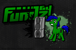 Size: 2988x1992 | Tagged: safe, artist:fundz64, oc, oc only, oc:razorbass, species:pony, fighting is magic style, green, solo, speakers
