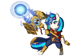 Size: 3333x2500 | Tagged: safe, artist:ostichristian, character:dj pon-3, character:vinyl scratch, species:pony, crossover, female, hammer time, jayce, league of legends, simple background, solo, transparent background